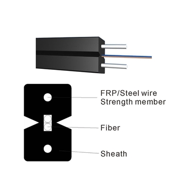 Lightweight FTTH Optical Fiber Cable Bow Type Drop Cable 2 Core